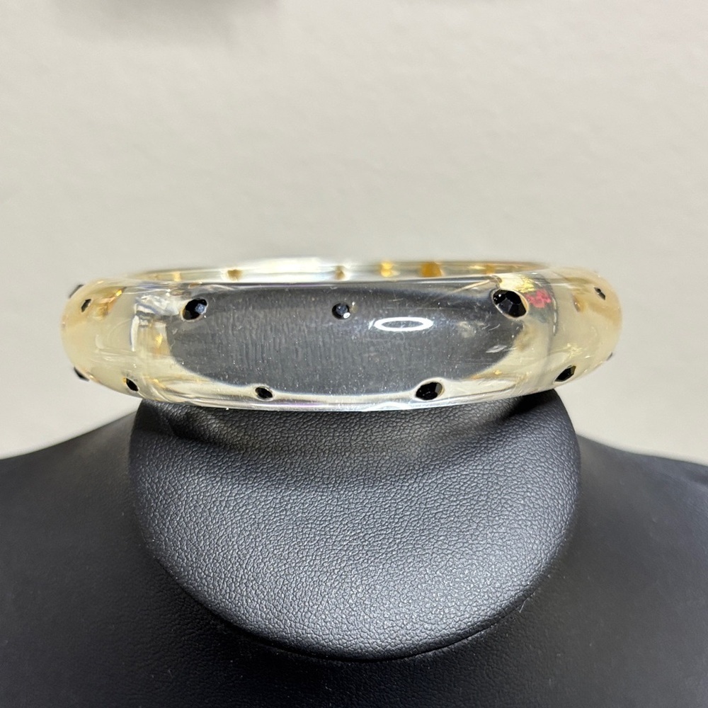 Elegant Vintage Retro Pinup Clear and Black Polka Dot Bracelet